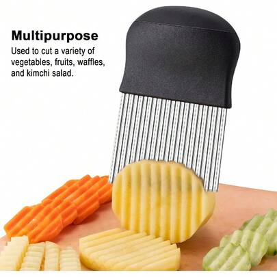 Wavy Potato Slicer, Stainless Steel Spike-Tooth French Fry Slicer, Comfortable Handle, Multi-Functional Vegetable Cutter, Wavy Slicer For Potatoes, Carrots, And Fruits
