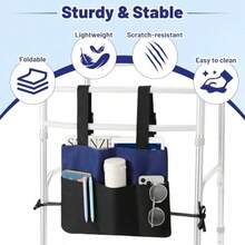 Walker Bag Walker Baket For Folding Walker With Cup Holder 7 Pocke With Adjutable Trap Rope Foldable Walker Acceorie For Enior Blue And Black - EBlue Black - View 5