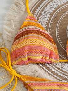 Set de 3 piezas de cubrecosturas de estilo bohemio con cordón de tela de ganchillo para bikini - Multicolor 2 - Ver 6