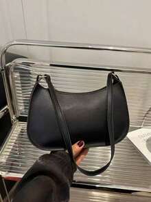 Novachic 女款秋季穿搭，可愛櫻桃吊飾裝飾，極簡主義腋下單肩包，拉鍊開合，復古風格 - 黑色 - 查看 5
