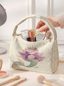 Large Capacity Foldable Travel Toiletry Bag & Makeup Organizer – Students​ | Portable Cosmetic Case + Commuter Handbag | Unique Mermaid Print Design For Skincare & Cosmetics - Multicolor - View 10