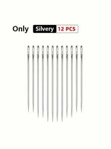 12 piezas de agujas de costura con orificio lateral de acero inoxidable de fácil enhebrado, adecuadas para manualidades de personas mayores, accesorios de manualidades caseras DIY - Blanco, Agujas de Coser - Multicolor - Ver 15