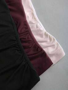 Camiseta de gasa con cuello trenzado y plisados, versátil y minimalista, estilo Y2K sexy - Multicolor 3 - Ver 5