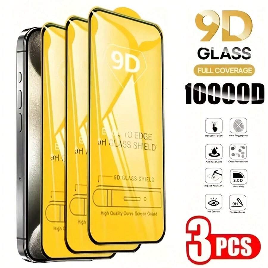 Bộ 3 miếng dán màn hình cường lực 9D độ phân giải cao, tương thích với iPhone 17 Pro Max, 17 Air, 17 Pro, 16 Pro Max, 16 Pro, 15 Pro Max, 15 Pro, 15 Plus, 15, 14 Pro Max, 14 Plus, 14 Pro, 14, 13 Pro Max, 13 Pro, 13, 12 Pro Max, 12 Pro, 12, 11 Pro Max, 11 Pro, 11, XS - Trong sáng - Xem 1