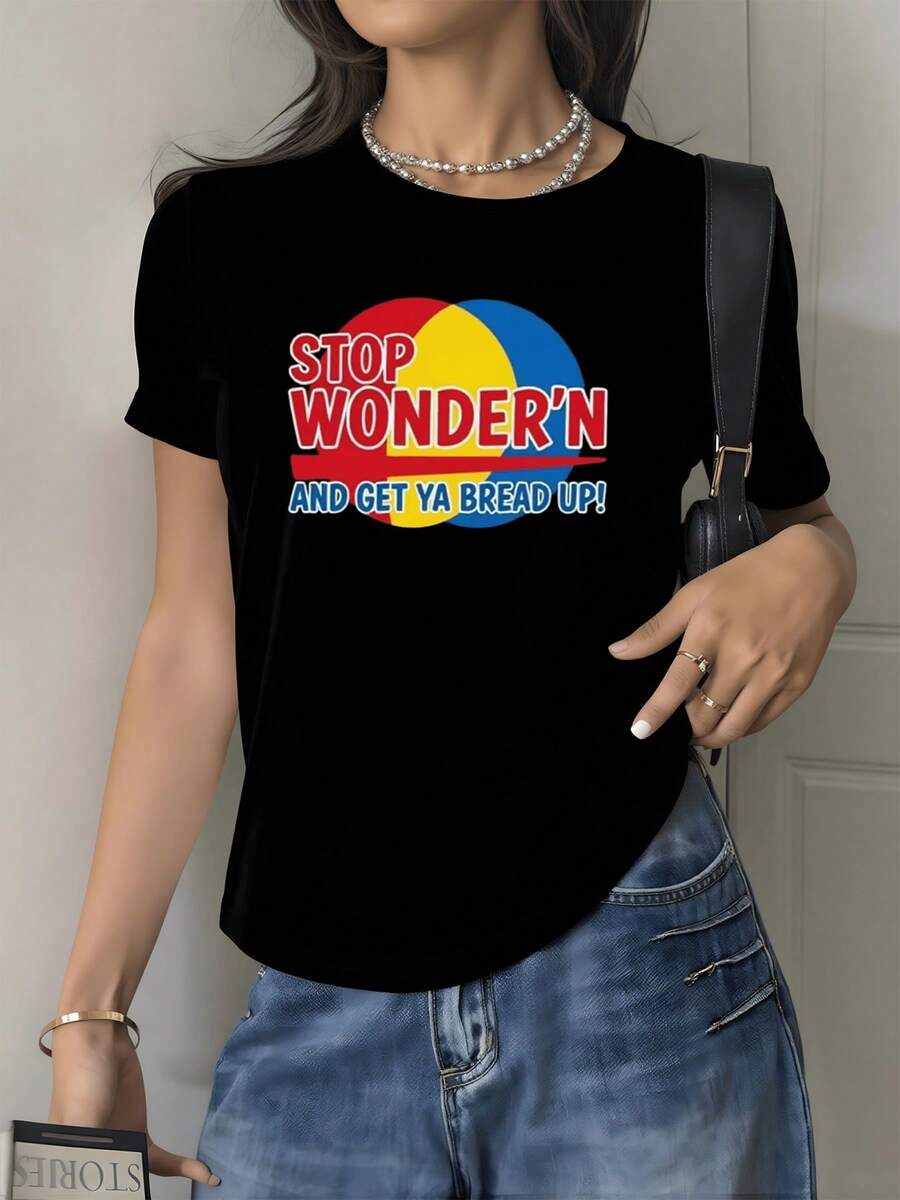 Colorful Motivational Text Combining Red, Yellow, And Blue, Conveying Positive Energy And An Entrepreneurial Attitude, Inspiring You To Let Go Of Doubt And Focus On Success. A Modern, Comfortable, Casual Women's T-Shirt For Everyday Wear. - 黑色 - 查看 1
