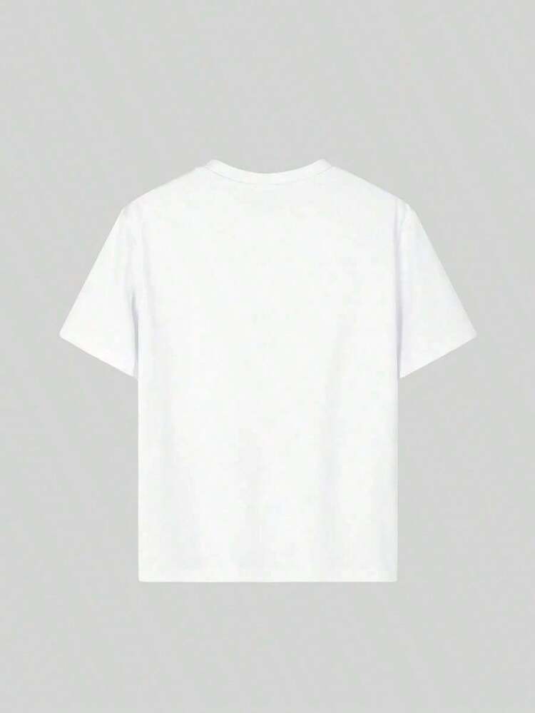 Women's Short-Sleeved T-Shirt, Loose And Versatile, With A Fun Print, Ideal For Holidays, Work And Everyday Wear - 白色的 - 查看 2
