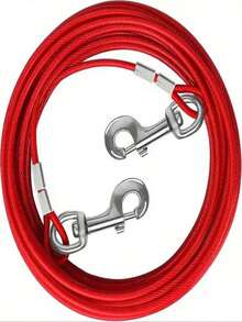 Cat Tie Out Cable, 10/20/30 Chew Proof Steel Wire Leash With 360° Swivel Clips, No Tangle Cat Tether For Yard, Camping, Outdoor Use, Also As Multi-Purpose Utility Rope For Small Pets - Red - View 5