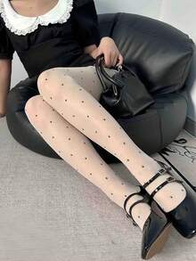 1双女士性感极简波点连裤袜，舒适透气防滑高弹透明紧身裤，适合派对、日常穿着、约会、度假等场合。 - 白色 - 查看 3