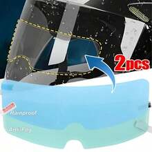 2pcs Motorcycle Helmet Anti-Fog Anti-Rain Film - Durable PET Nano Coating, Clear Vision, Suitable For All Bicycle Helmets, For Adult Use Only - Rainproof Film and Anti-fog Film - View 2