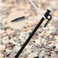 CAMPINGMOON 1 pièce Piquets de tente en acier au carbone anti-rouille durables, convenant pour le camping et la plage, comprenant un étui de piquets et un sac de rangement - Clous en acier robustes pour tentes de camping et utilisation en extérieur, T15 T20 T25 T30 T35 T40 - Noir - Voir 4