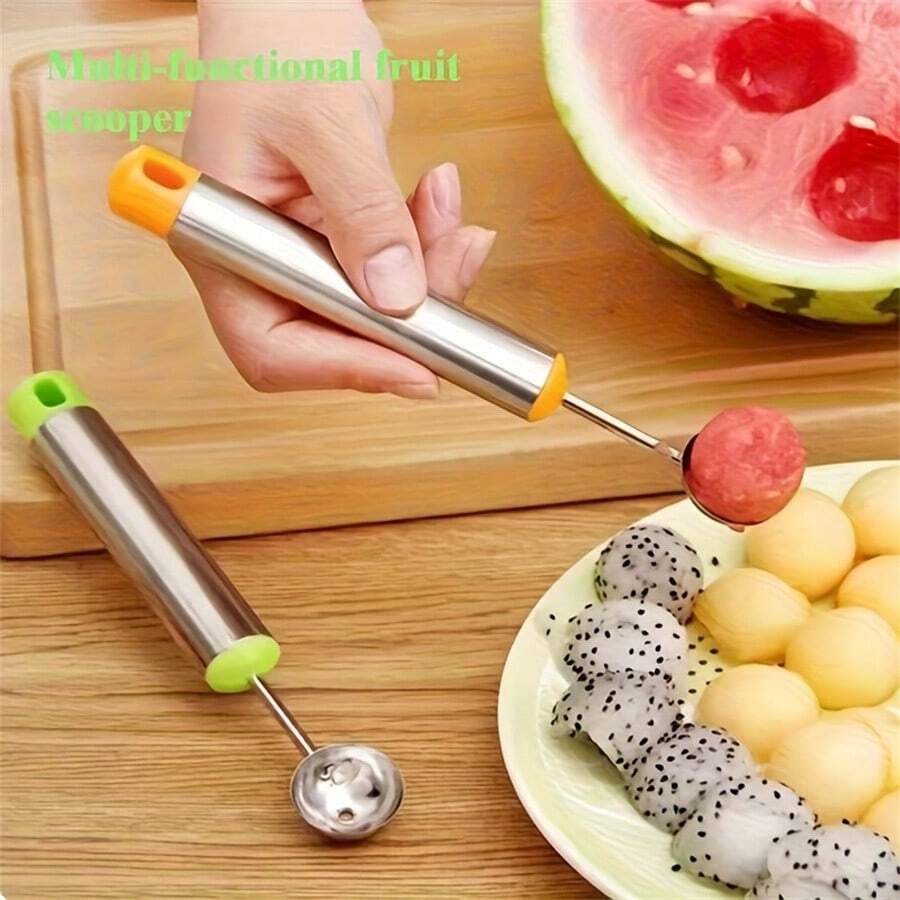 1/2 chiếc muỗng múc dưa bằng thép không gỉ - Muỗng múc trái cây & kem, dụng cụ nhà bếp, tiện dụng cho gia đình và du lịch - Nhiều màu - Xem 1