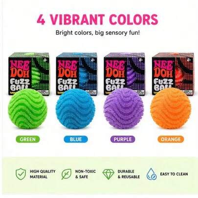  Pelota de peluche NeeDoh, juguete sensorial suave para aliviar el estrés, juguete para aliviar la ansiedad para adultos y adolescentes, juguete para apretar en la oficina y de viaje, 4 colores vibrantes