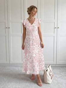 Vestido casual de verano con mangas cortas y rayas para mujer - Multicolor 2 - Ver 2
