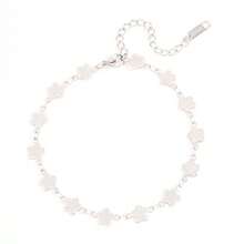Elegante tobillera de acero inoxidable con textura plateada con trébol de cuatro hojas, joyería minimalista para el pie en vacaciones de playa - Plateado - Ver 5