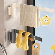 Wall Mounted Rotating Kitchen Cloth Organizer Multifunctional Drain Rack Space Saving Storage Holder for Dishcloths and Towels - Gris - Ver 3
