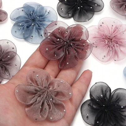 5 chiếc kẹp tóc hình hoa 5 cánh màu trơn, băng đô, dây buộc tóc, phụ kiện DIY, miếng dán hoa pha lê 3D cho quần áo, trâm cài, túi xách, trang trí cổ tay.