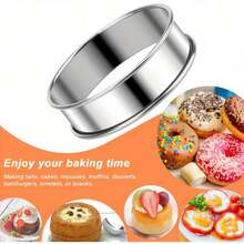 6pcs/12pcs Stainless Steel English Muffin Rings, Baking Crumpet Rings, Non-Stick Round Cake Rings, Metal Pastry Donut Mold For Dessert Food Preparation Tools - View 3