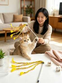 1个新款宠物猫逗猫棒玩具，手工制作，带流苏设计，外观精美，您的猫咪一定会喜欢！ - 查看 2