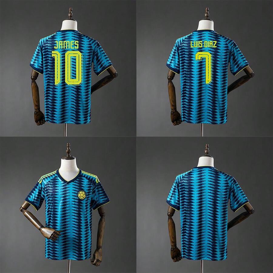 2026 World Cup Colombia Away Football Jersey, Quick Dry Breathable Sports Shirt, Fan Version Short Sleeve Training Top - trận đấu sân khách - Xem 1