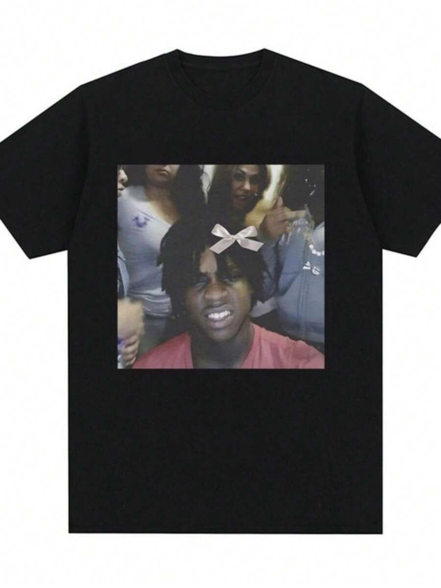 Rapper Chief Keefs Graphic T Shirts Men Women Casual Cotton Short Sleeve T-Shirt Hip Hop Vintage Oversized T-Shirts Streetwear - 黑色 - 查看 1