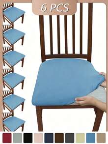 1 pieza/4 piezas/6 piezas Fundas elásticas y lavables para sillas de terciopelo en unicolor, sencilla pero elegante, suave y cómoda, resistente al polvo para el comedor/sala de estar - Multicolor - Ver 17