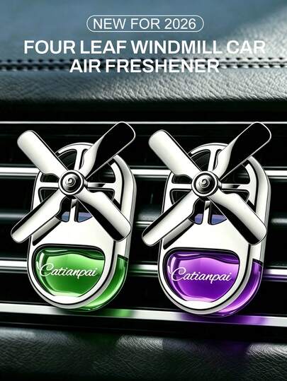 1 Set/2 Sets Of Four Leaf Windmill Modeling Aromatherapy Set And Car Air Outlet Aromatherapy Diffuser, Creative Car Air Freshener,Automotive Air Outlet Decoration,Silicone Wrap Clip Will Not Damage Car Air Vents, 6 Fragrance Types To Choose From, Including Aromatherapy Essential Oil, Diffuser Rod And Silicone Wrap Clip, Long-Lasting Fragrance, Fresh Air Without Fire Aromatherapy Essential Oil, Suitable For Car/Home Decoration, Is The Perfect Gift For Car Enthusiasts, Creative Car Accessories