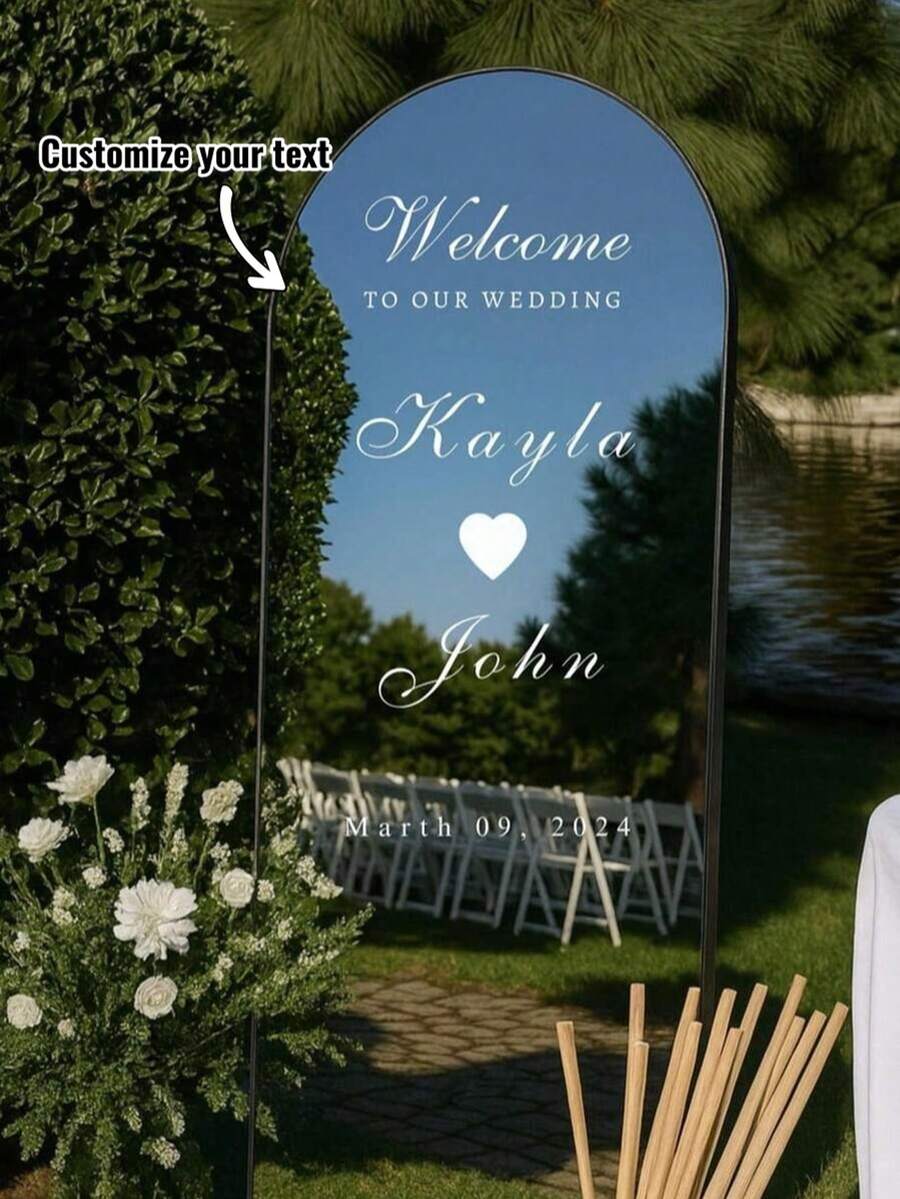 Customized Wedding Mirror Decals, Suitable For Baby Shower Parties, Personalized Welcome Signs, Personalized Mirror Decals, Reception Area Decor, Birthday, Graduation Ceremonies And Other Occasions - Multicolor - View 1
