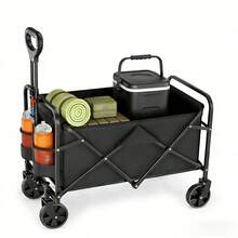 Collapsible Wagon Cart Foldable, 29.5" L Folding Beach Wagon With All-Terrain Wheels, Shopping Cart With 220/330/450/680lbs Capacity, Portable Camping Wagons Carts For Grocery Garden And Sports - Black - View 10