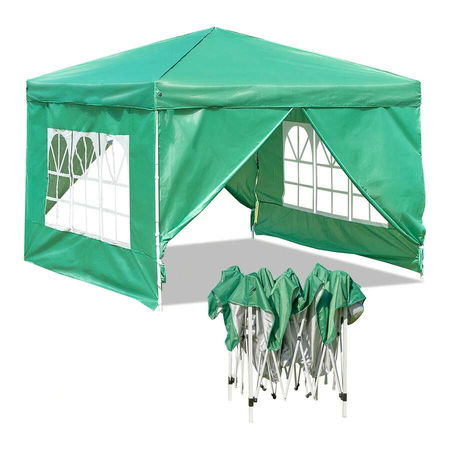 Baroni Home Patio Gazebos - 4 pareti laterali con finestre (Verde) - View 1