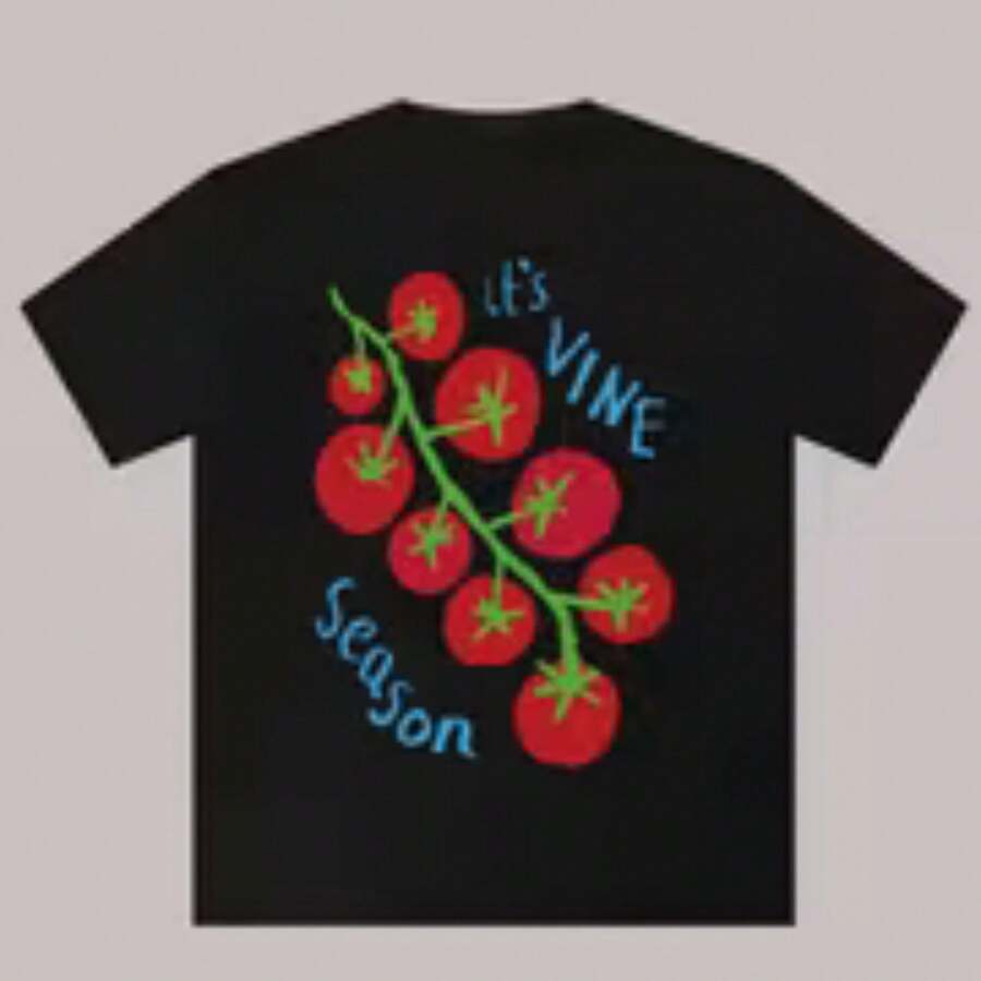 Camiseta de manga corta con diseño exclusivo para parejas, estilo American High Street Fruit, para hombre y mujer. - Negro - Ver 1