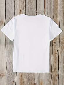 Primavera/Verano 2026, Nueva Camiseta Casual de Manga Corta para Mujer, Cuello Redondo, Estampado de Cerezas Doradas, Moda Verano Fresca - Blanco - Ver 2