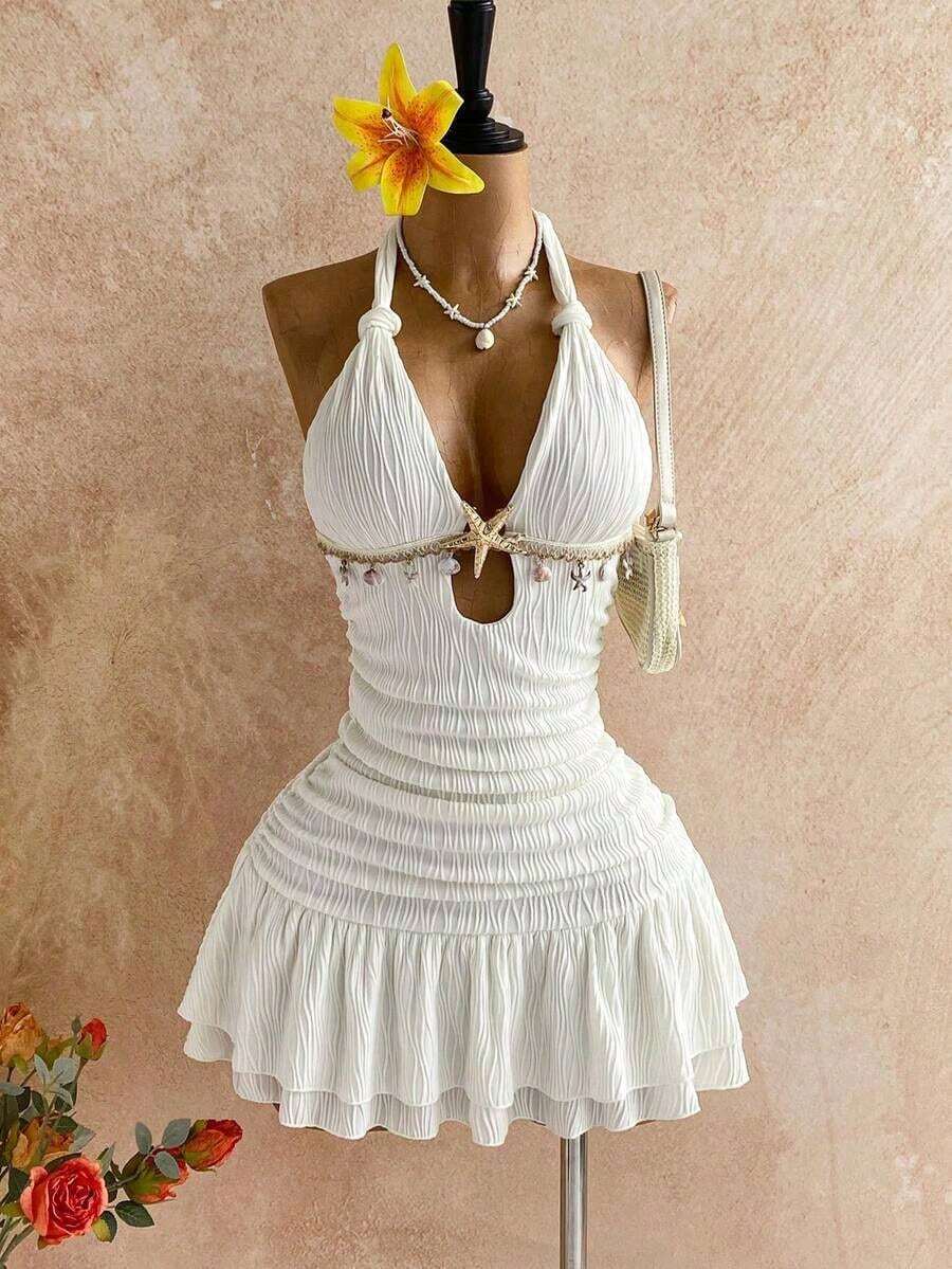 Women Midi Dresses - White - View 1