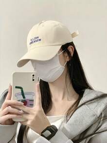 1顶刺绣字母棒球帽，男女通用青年情侣学生硬顶渔夫帽，复古遮阳帽，可调节尺寸棒球帽，户外旅行徒步帽，女士马尾辫棒球帽 - A - 查看 6