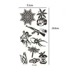 4 piezas de tatuajes temporales de estilo oscuro, con patrones de tigre y serpiente, tatuajes realistas impermeables y resistentes al sudor para brazos, piernas, hombros y clavículas - negro - Ver 2