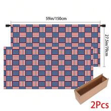 1pc, Home Decor, American Flag Pattern Printed Table Skirt, Kitchen Small Curtain, Kitchen Cabinet Cover, With Curtain Holes, Easy To Hang, Rectangular, Machine Woven, Machine Washable, Kitchen Decoration And Accessories, Perfect For Kitchen Cabinets And Home Decor - Multicolor - View 12