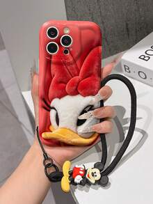 Disney Mickey Mouse Clubhouse Phone Case : 3D Fluffy Pattern Border Protector Phone Soft Phone Case With A Free Cute Mickey Bracelet Chain Lanyard, Mickey, Minnie, Goofy, Donald Duck, Daisy Duck, Pluto, For Apple 17 Promax 17 Pro 16 15 14 13 12 11 Pro Max XS Max X XR Soft Cover Summer Phone Case - White - View 3