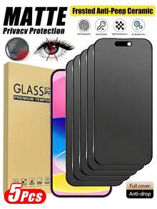 5pcs Matte Ceramic Privacy Screen Protector Film For IPhone 17 Pro Max/17 Pro/17 Air/17 E/17/16 Pro Max/16 E/16 Plus/15 Pro Max/14 Pro Max/14/13/12/11. Matte Privacy Ceramic Film, Non-Glass Soft Film, Full Screen Coverage, Anti-Fingerprint, Anti-Glare, Anti-Peeping, Sensitive Touch, Compatible With Phone Cases, Unbreakable, Phone Accessories, Daily Commute Essential, Birthday Gift. - Black - View 19