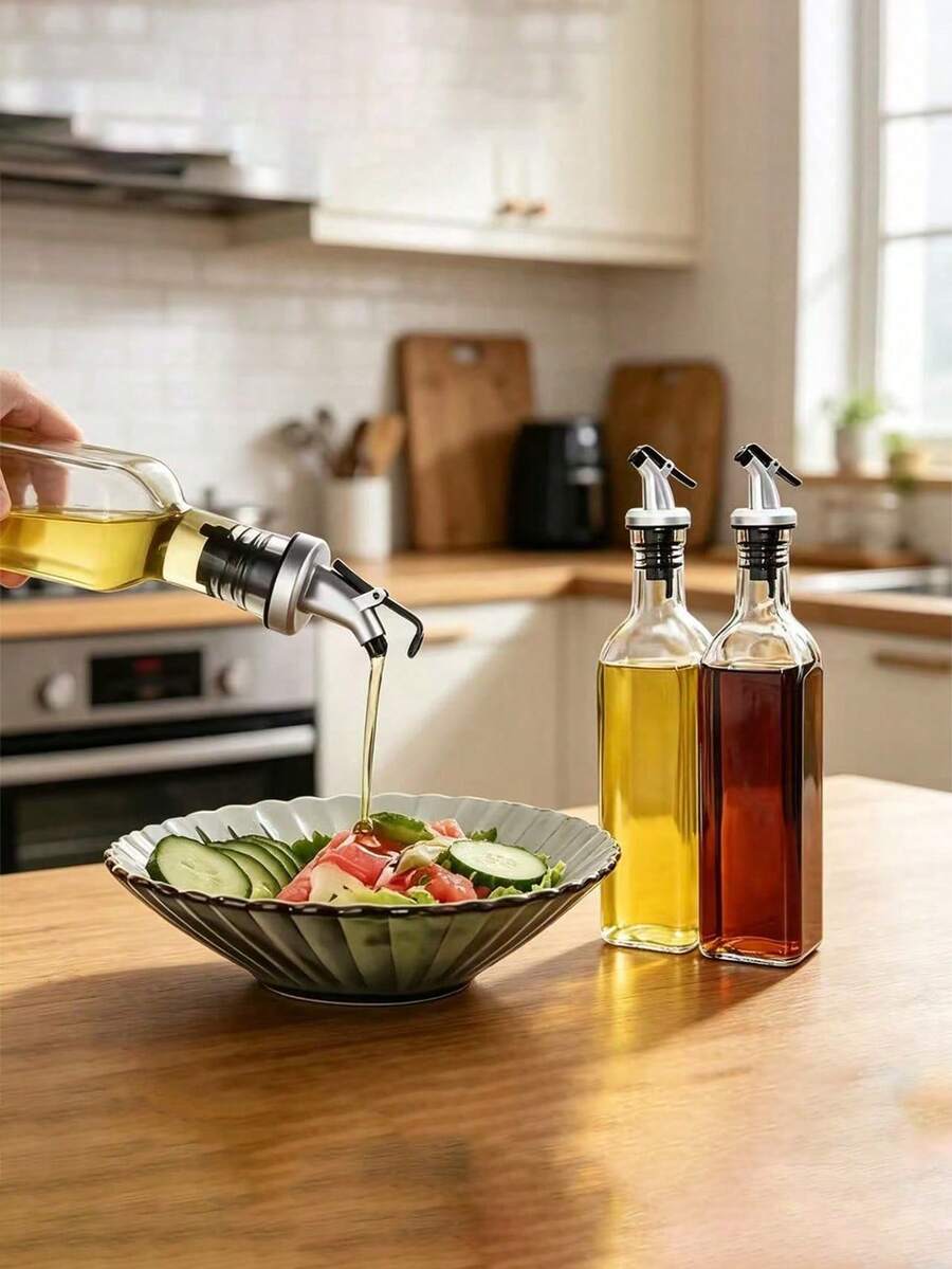 Bộ 1/2/4 chai, chai đựng dầu ăn bằng thủy tinh 8.45oz có vòi rót, chai đựng dầu ô liu, thích hợp cho nấu ăn, làm bánh, đồ dùng nhà bếp.