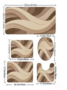 3/5pcs Morandi Color Semi-Circle Patchwork Theme Bathroom Mat Set, Minimalist Wabi-Sabi Style Pattern Rug, Soft Absorbent Wear-Resistant Bathroom Accessory Set, Flannel + Memory Foam + Polyester Fabric Quick-Dry Rug, Machine Washable - Brown - View 13