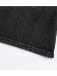 Camiseta con estampado creativo de huellas dactilares tipo balaclava, de algodón puro de alto gramaje, de corte holgado y hombros caídos, camiseta lavada, camiseta vintage de estilo urbano para hombre, camiseta básica, corte holgado, estilo hip-hop, unisex, camiseta con efecto lavado ácido. - Negro - Ver 6
