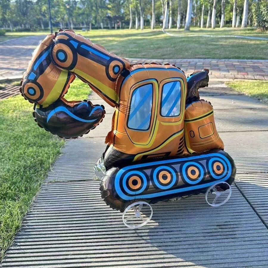 Cartoon Excavator Aluminum Foil Balloon, Children's Outdoor Toy Balloon, Towing Construction Vehicle Balloon, Birthday Gift Balloon - Multicolor - View 1
