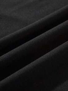 Plus Size Short Sleeve T-Shirt With Round Neck And Letter Print, Casual For Summer, Everyday Wear, Leisure. - 黑色 - View 4