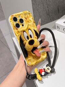 Disney Mickey Mouse Clubhouse Phone Case : 3D Fluffy Pattern Border Protector Phone Soft Phone Case With A Free Cute Mickey Bracelet Chain Lanyard, Mickey, Minnie, Goofy, Donald Duck, Daisy Duck, Pluto, For Apple 17 Promax 17 Pro 16 15 14 13 12 11 Pro Max XS Max X XR Soft Cover Summer Phone Case - 白色 - 查看 4