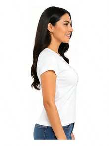 Devit Women's Comfortable Short Sleeve T-Shirt In Various Colors - White - View 3