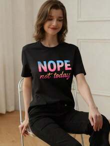 Mexican Basic Camiseta de manga corta de mujer de verano con estampado de eslogan, de corte holgado y cuello redondo, ropa de vacaciones de moda, adecuada para uso diario y vacaciones, color negro  New Launch - Negro - Ver 2