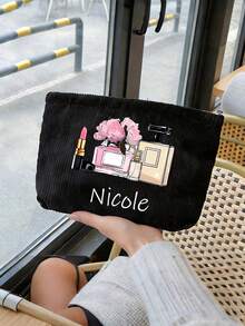 Customized Makeup Bag, Customized Cosmetic Pouch, Customized Letter Name Logo Storage Bag, Lightweight Zipper Makeup Bag - Multicolor - View 3