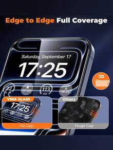 3Pcs,Compatible With IPhone 17 Pro Max [6.7 Inch] 9D Drop Protection,Cell Phones & Accessories/Phone Screen Protectors,High-Definition Anti-Oil Stain,Holiday/Daily/Glamorous/Funky,Tempered Glass Sensor Protection - Black Border Transparent - View 4