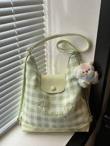 Large Capacity Plaid Backpack, New Korean Fashion Versatile Commuter Tote Bag - Multicolor - View 13