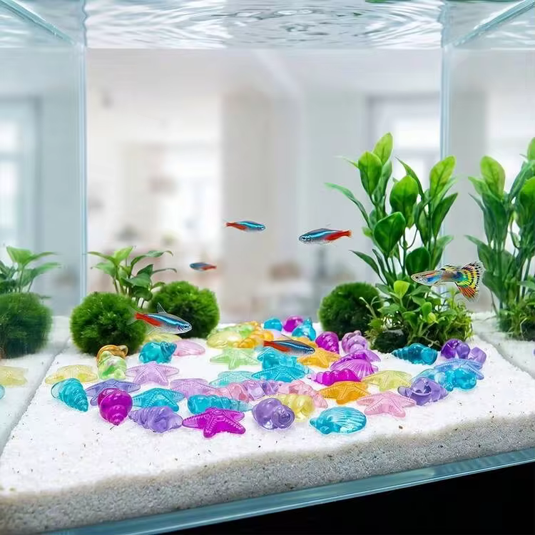 51pcs/101pcs Colorful Artificial Acrylic Crystal Aquarium Decor Set, Including Shells, Conches And Starfish, Suitable For Fish Tank Decoration - View 8