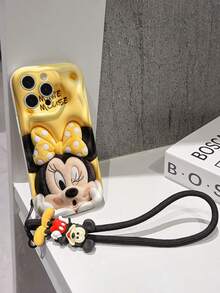 Disney Mickey Mouse Clubhouse Phone Case : 3D Fluffy Pattern Border Protector Phone Soft Phone Case With A Free Cute Mickey Bracelet Chain Lanyard, Mickey, Minnie, Goofy, Donald Duck, Daisy Duck, Pluto, For Apple 17 Promax 17 Pro 16 15 14 13 12 11 Pro Max XS Max X XR Soft Cover Summer Phone Case - 白色 - 查看 5